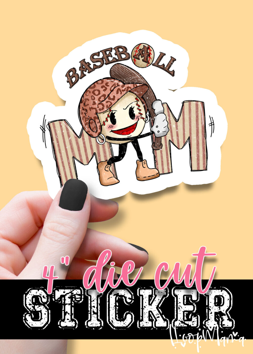 N24JAN18-094 - Baseball Mom - DIE CUT STICKER
