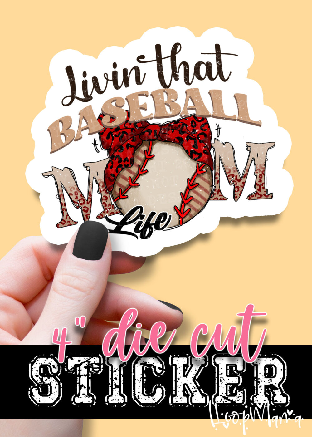 N24JAN18-095 - Livin That Baseball Mom - DIE CUT STICKER
