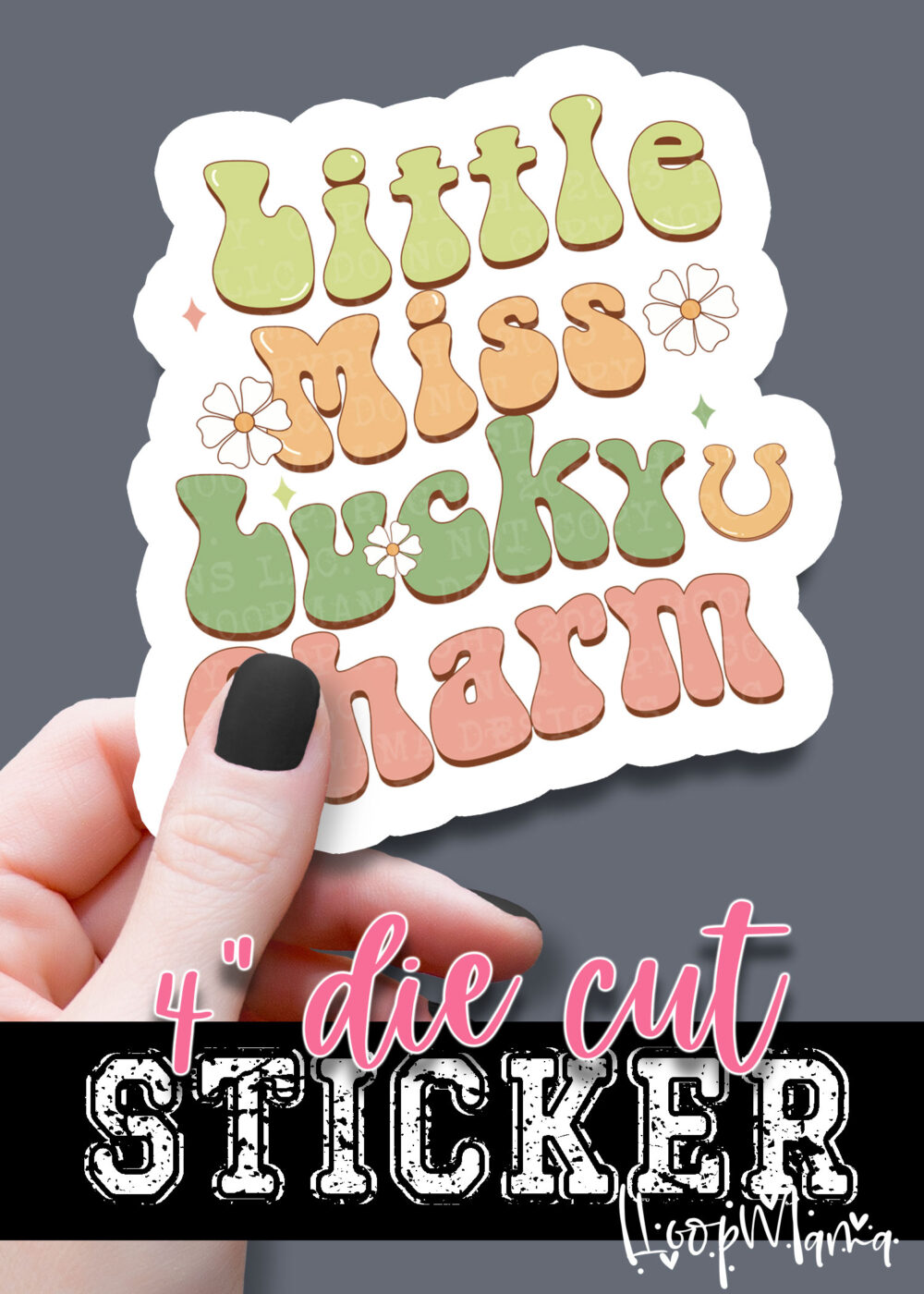 N24-JAN30-016 - Little Miss Lucky Charm - DIE CUT STICKER