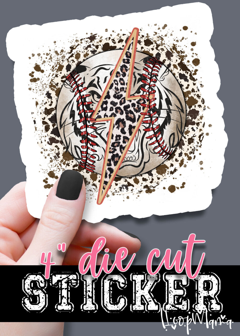 N24JAN18-031 - Basbeball Lightening - DIE CUT STICKER