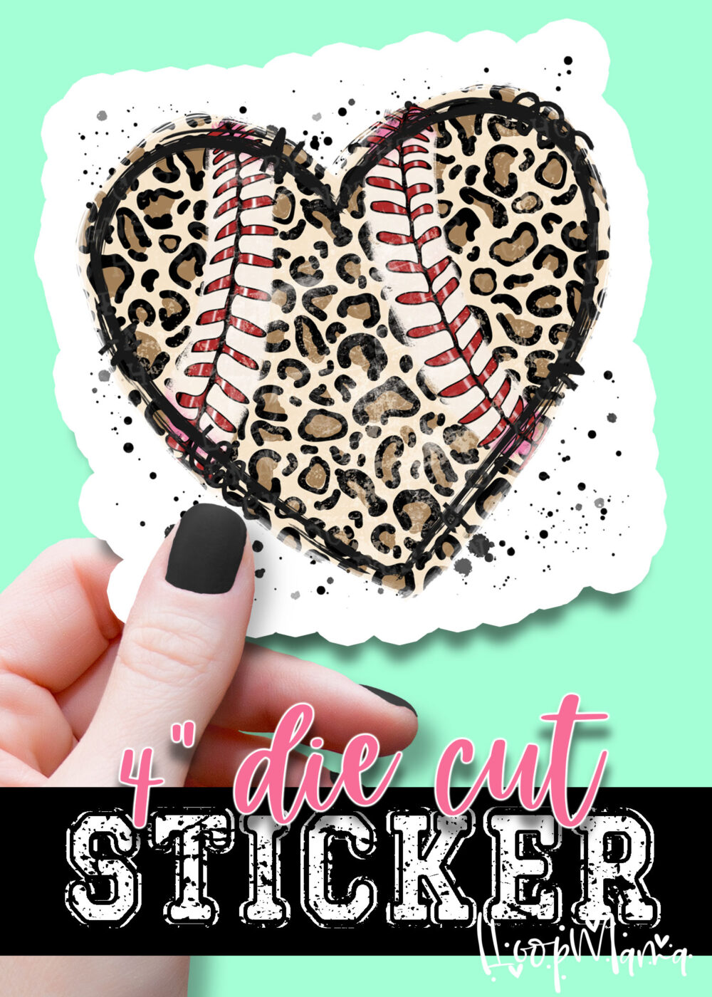 N24JAN18-026 - Basbeball Heart - DIE CUT STICKER