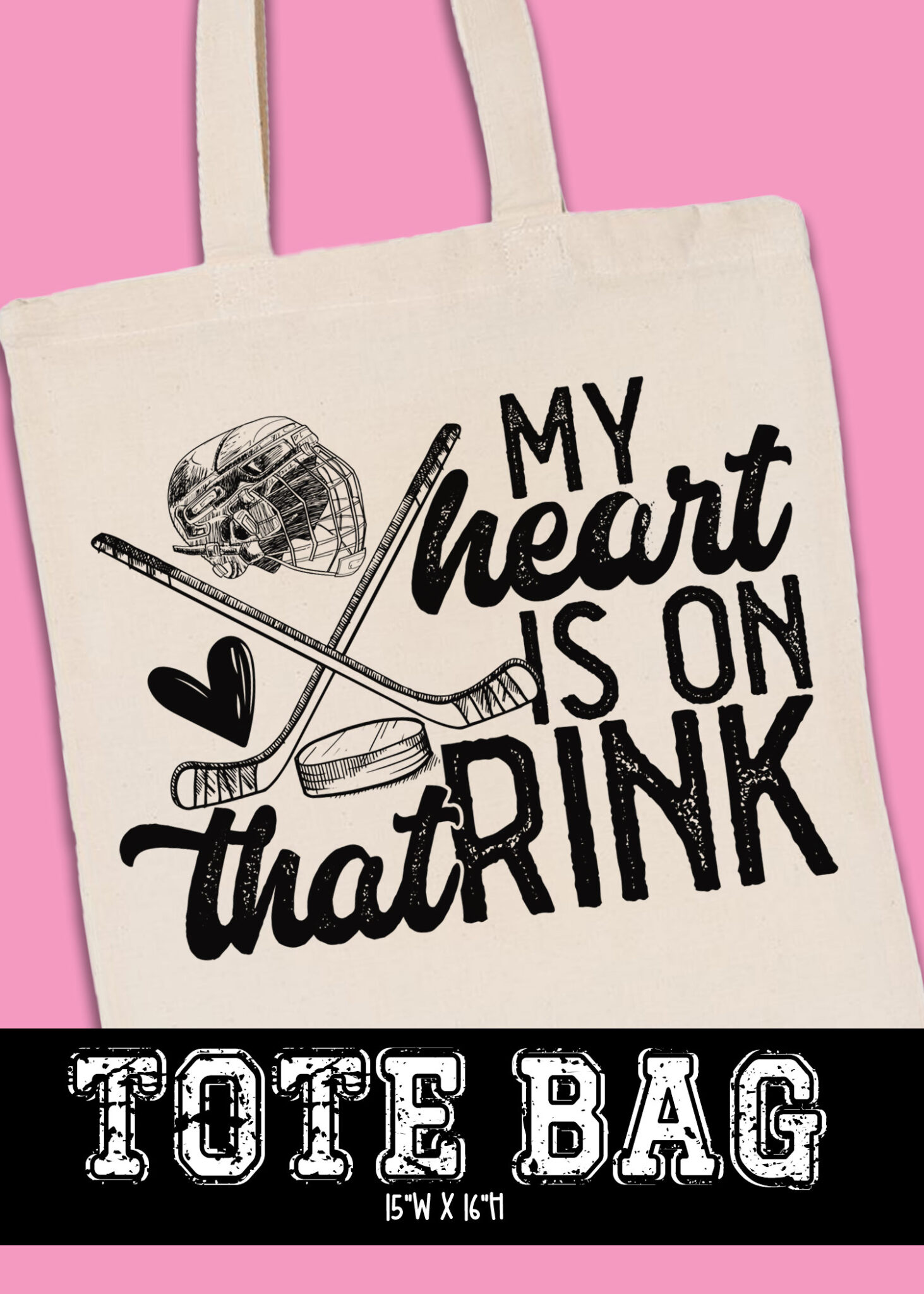 TBB24OCT38 My Heart Is On That Rink TOTE BAG HoopMama