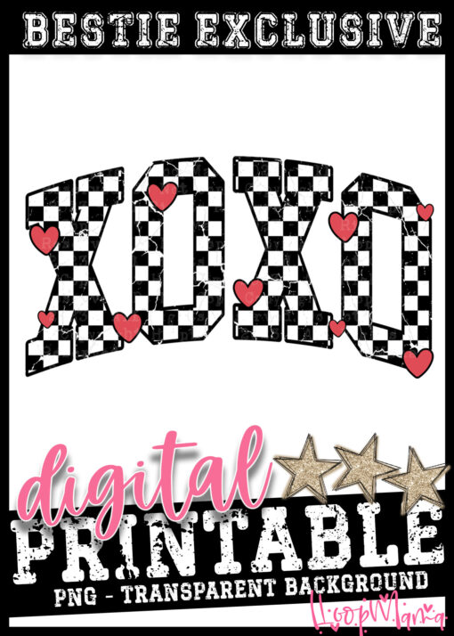 DD-B25-JAN10 - XOXO CHeckered With Hearts - DIGITAL DOWNLOAD