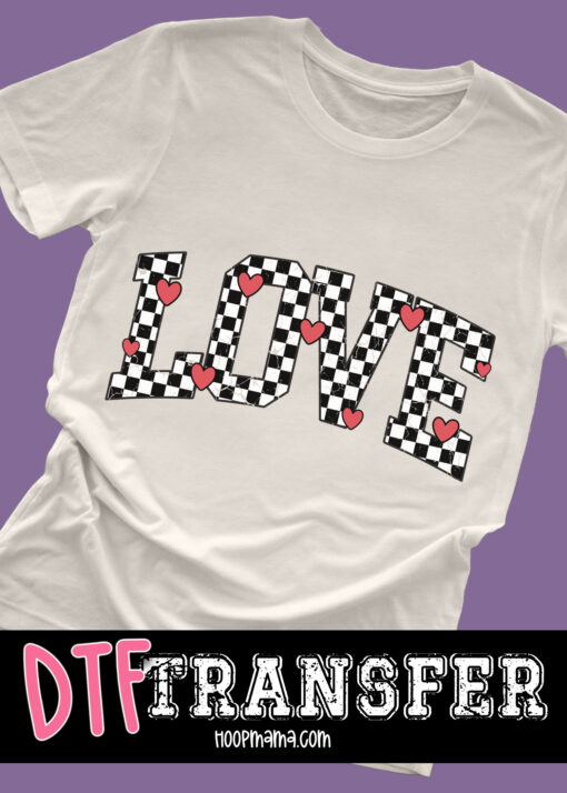 DTF-B25-JAN12 - Love Checkered Hearts - DTF TRANSFER