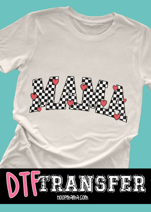 DTF-B25-JAN13 - Mama Checkered Hearts - DTF TRANSFER