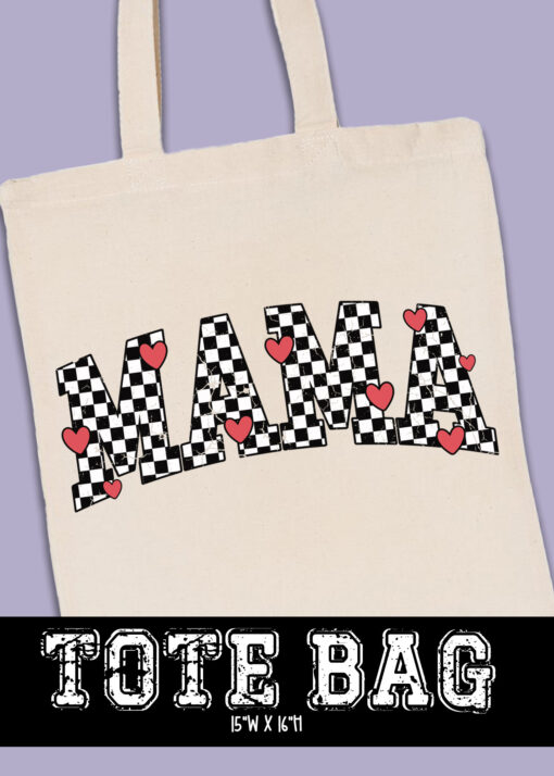 TB-B25-JAN13 - Mama Checkered Hearts - TOTE BAG