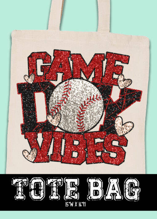 TB-B25-JAN21 - Game Day Vibes - Baseball - TOTE BAG