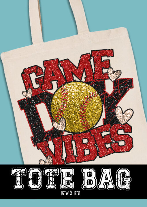 TB-B25-JAN22 - Game Day Vibes - Softball - TOTE BAG