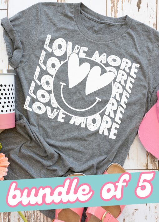 SPT-H2A3 - BUNDLE OF 5 - Love More - WHITE - 11 INCH - SCREEN PRINT TRANSFER