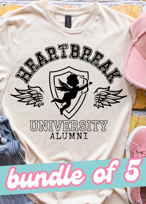 SPT-H4B2 - BUNDLE OF 5 - Heartbreak University - BLACK - 11 INCH - SCREEN PRINT TRANSFER