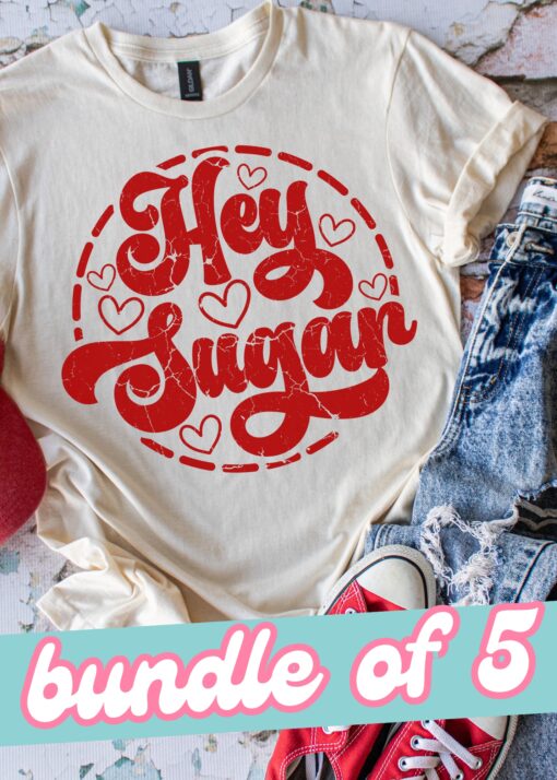 SPT-HS2B3 - BUNDLE OF 5 - Hey Sugar - METALLIC RED - 11 INCH - SCREEN PRINT TRANSFER