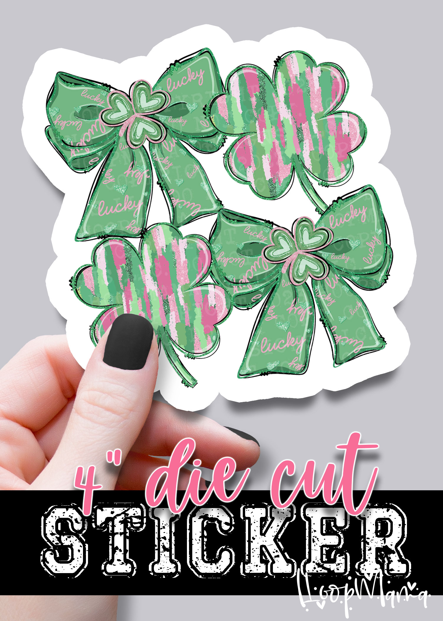 N25-FEB028 - Shamrock And Coquettes - DIE CUT STICKER