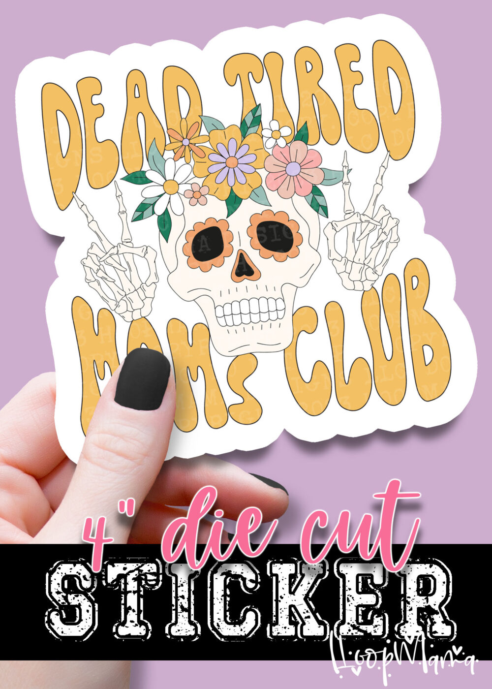 DC-B25-JUN14 - Dead Tired Moms Club - DIE CUT STICKER