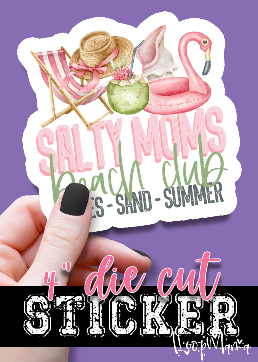 DC-B25-JUN41 - Salty Moms Beach Club - DIE CUT STICKER