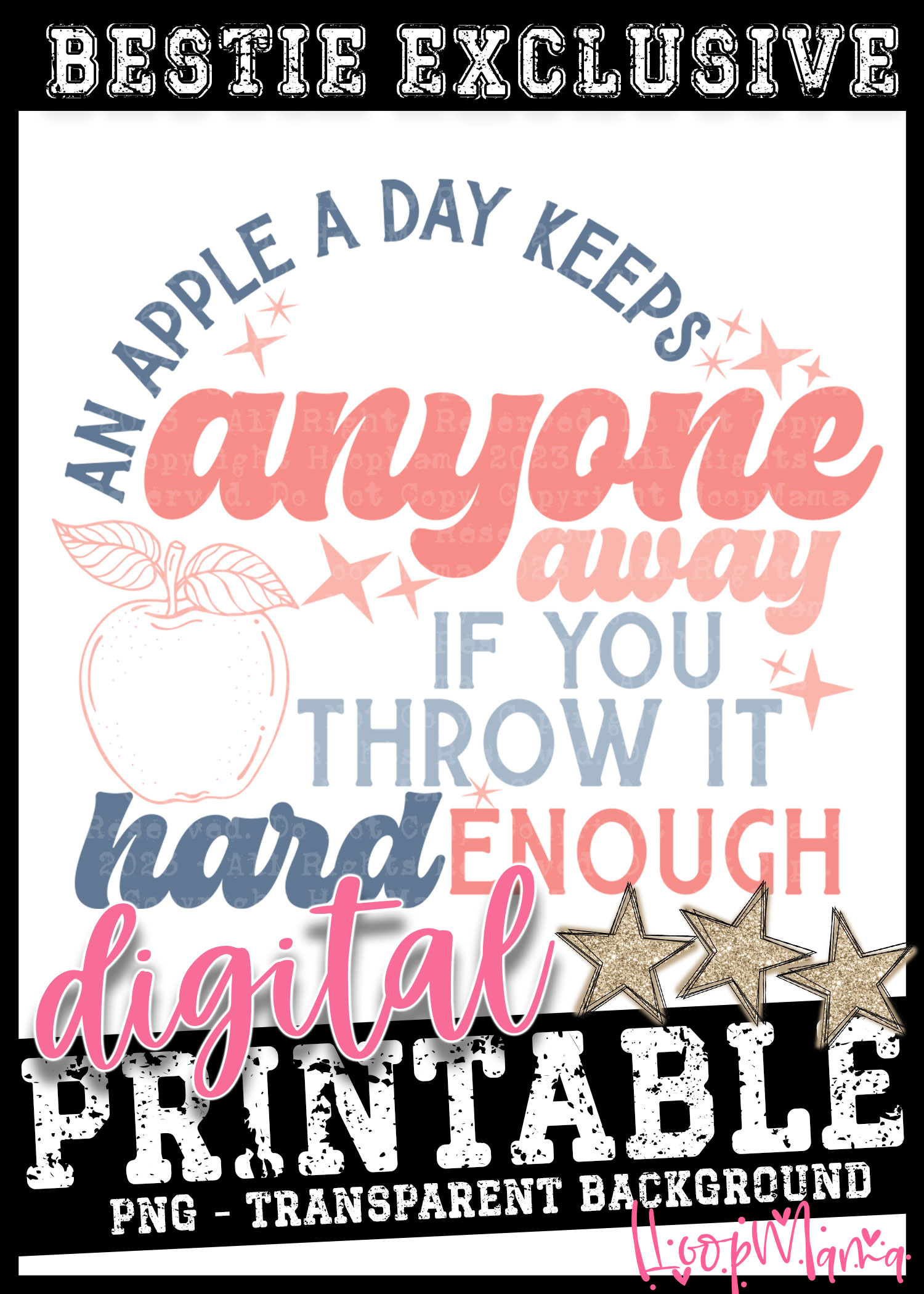 DD-B25-JUL40 - An Apple A Day Keep Anyone Away COLOR - DIGITAL DOWNLOAD