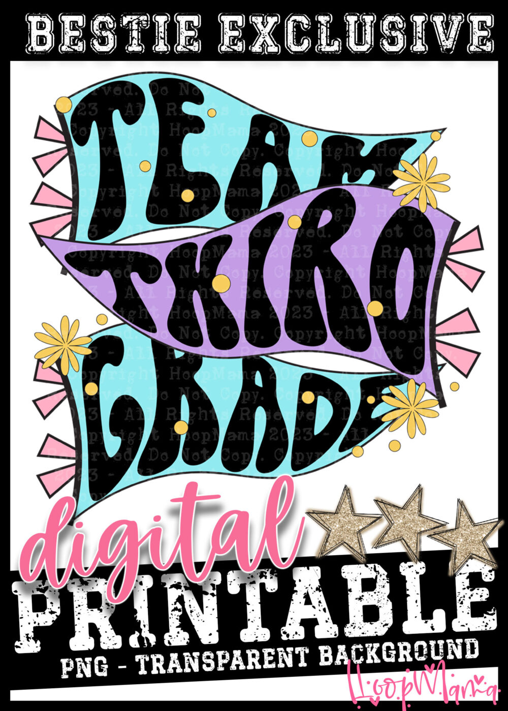DD-B25-AUG21 - Team Third Grade Pennant - DIGITAL DOWNLOAD