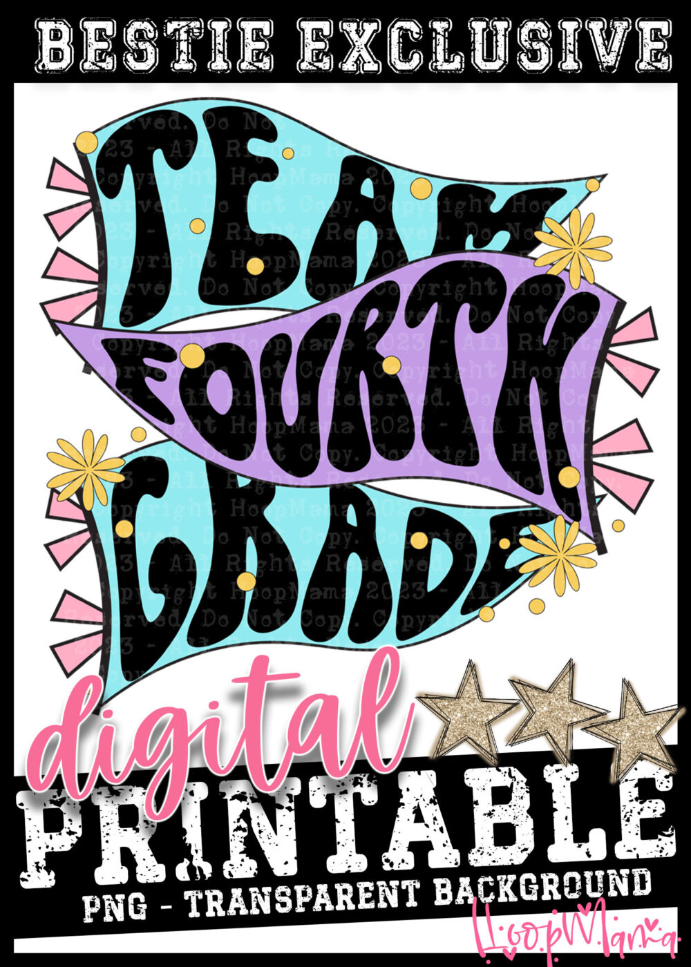 DD-B25-AUG22 - Team Fourth Grade Pennant - DIGITAL DOWNLOAD