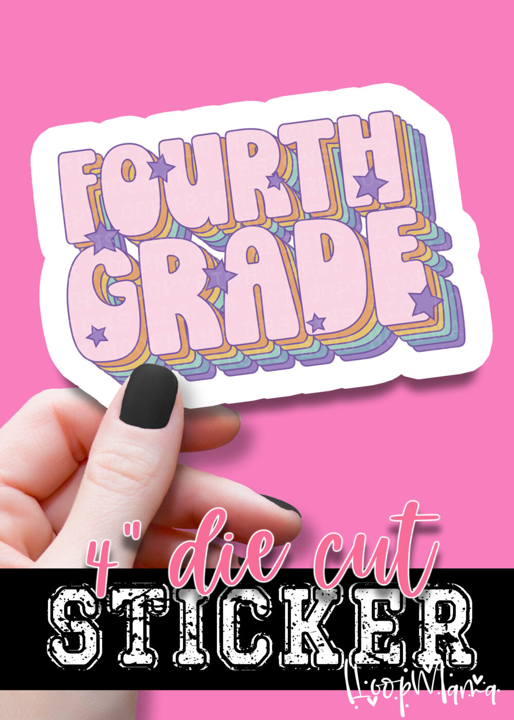 DC-B25-AUG08 - Fourth Grade - DIE CUT STICKER