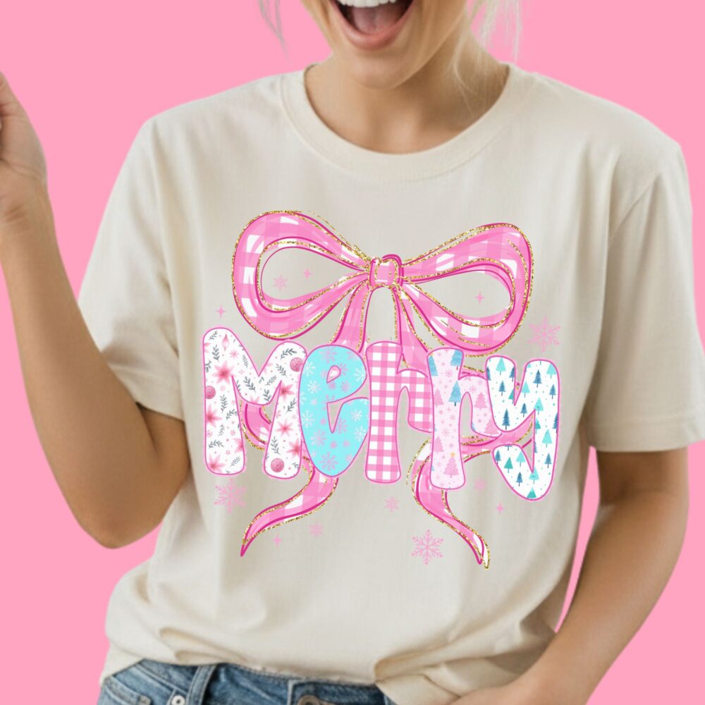 $2 DTF Deal! Merry Bow 11" - DTF TRANSFER