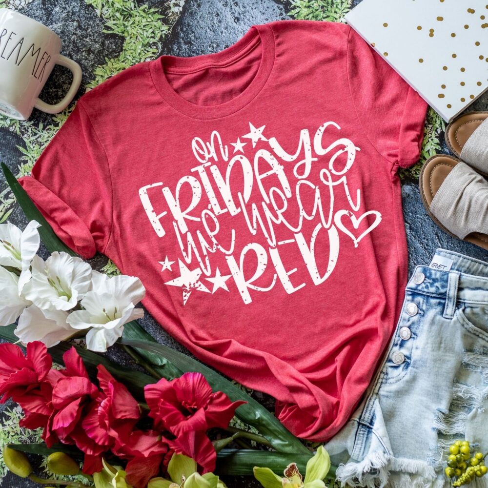 SPT-J4F1 - On Fridays We Wear Red - WHITE - SCREEN PRINT TRANSFER